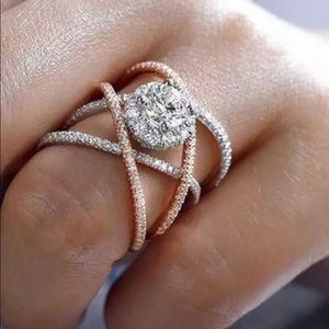 💯 NEW CROSS 925 STERLING SILVER ROSE GOLD DIAMOND RING